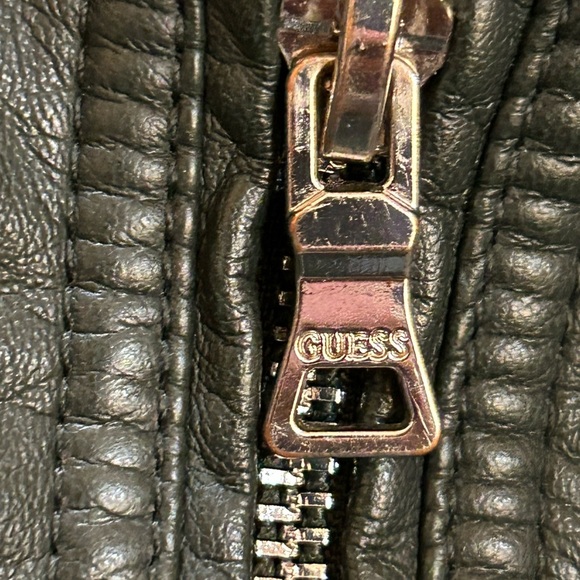 GUESS Women's Faux-Leather Moto Dark Green  Jacket - Picture 13 of 16